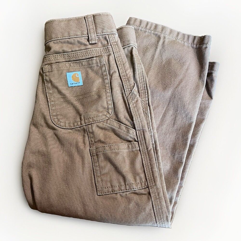 Carhartt BOYS Duck Canvas Dungaree Carpenter Pants Sz 4 Adjustable Waist